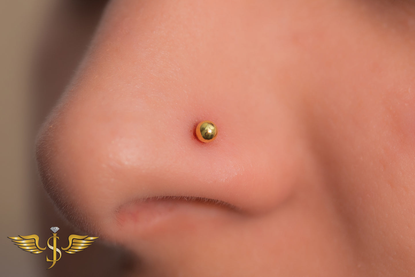 18kt Nose Stud - Gold Ball (gold flat back)