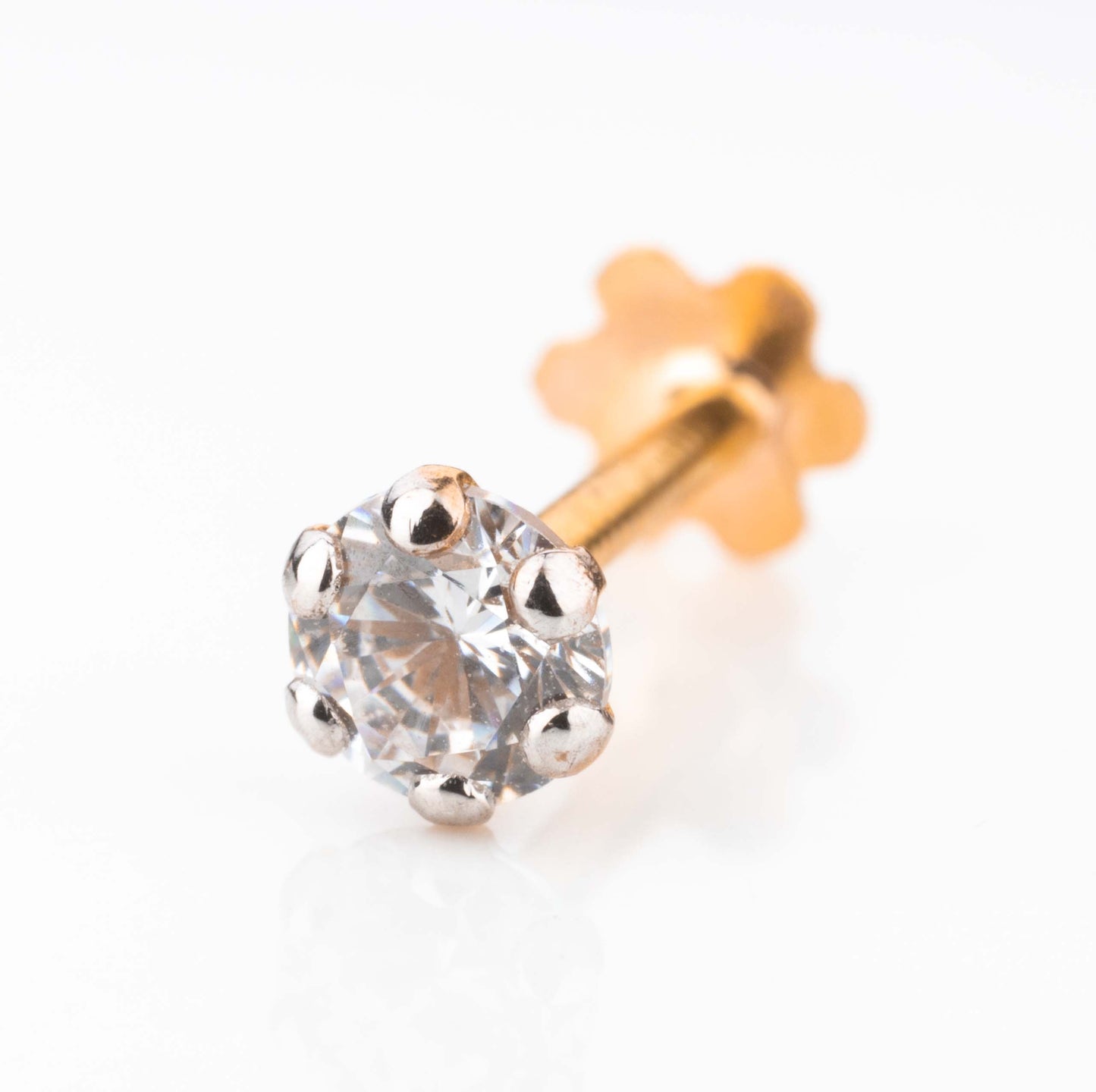 18kt Kids Ear studs - Single stone (gold flat backs)