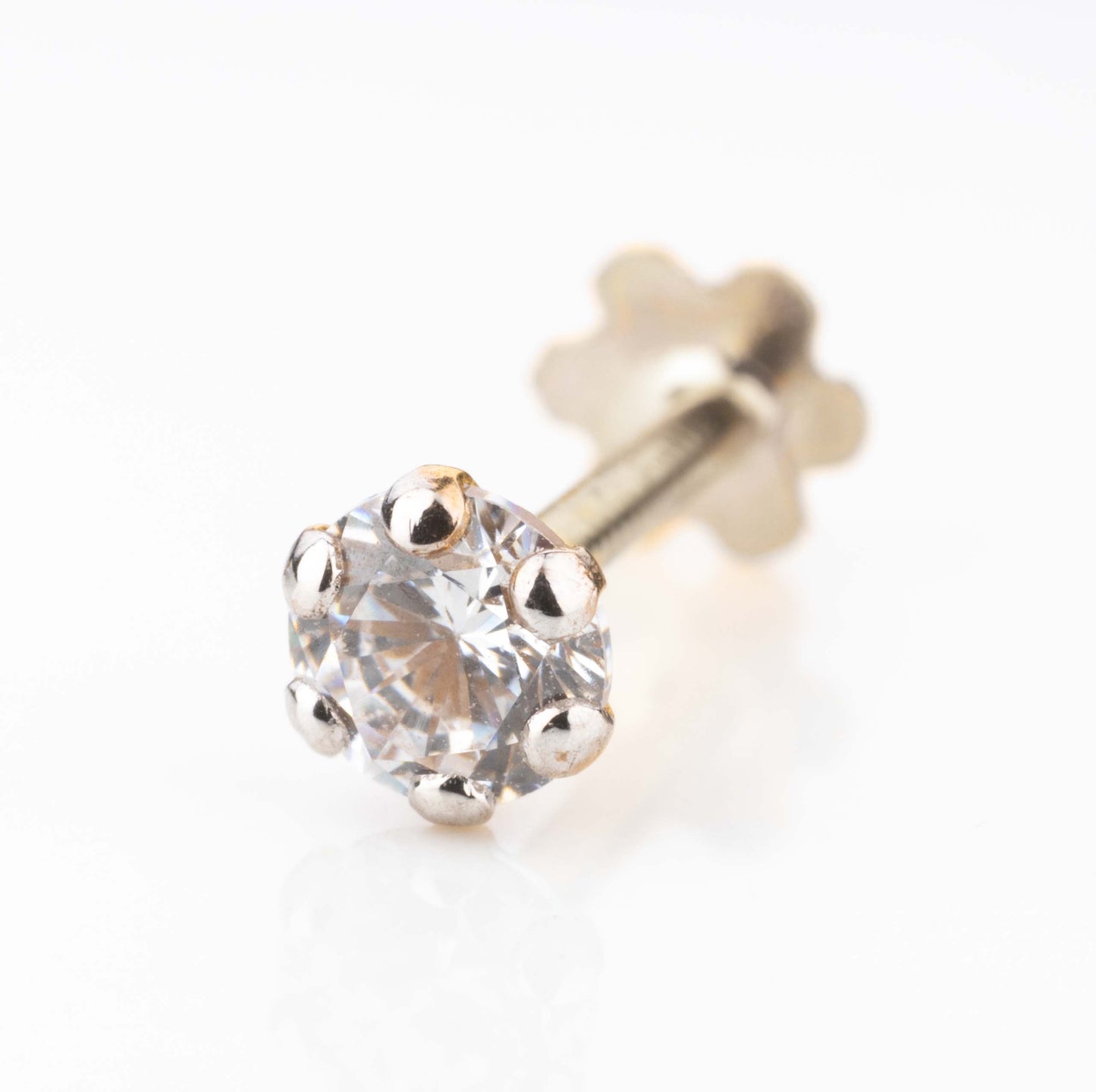 18kt Kids Ear studs - Single stone (gold flat backs)