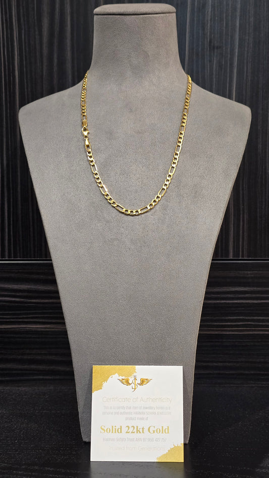 22KT Gold Figaro/Satchine Chain
