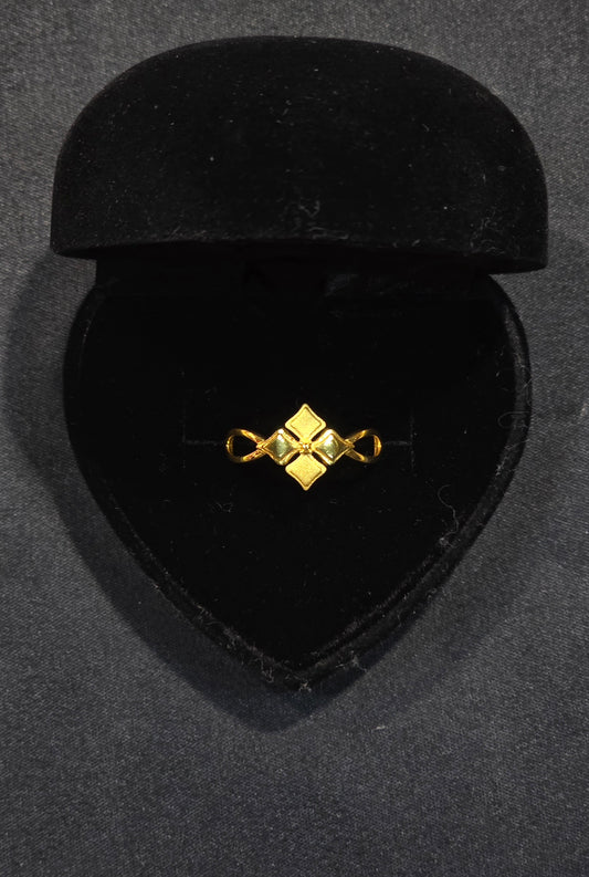 22KT Gold Square Compass Design Ring