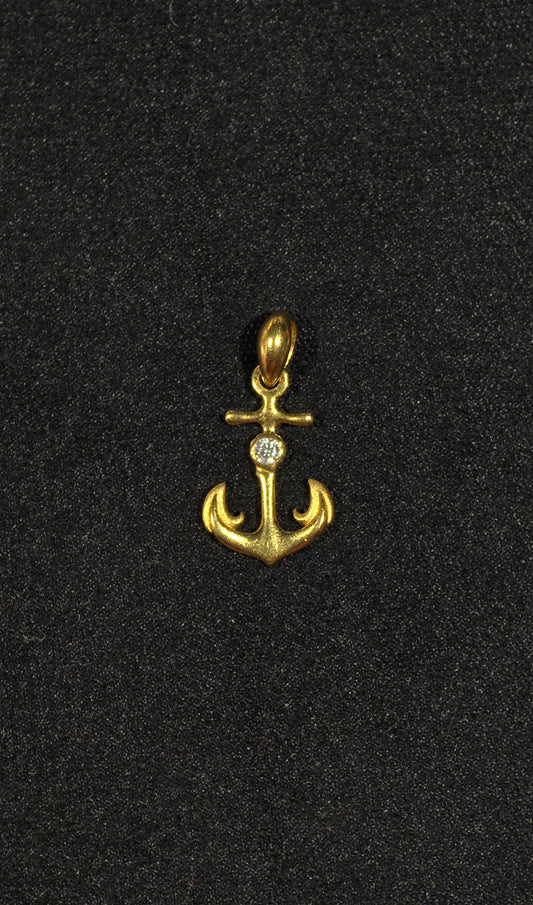 22KT Gold Anchor Pendant