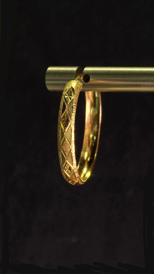 22KT Gold Turkish Style Hoop Earrings