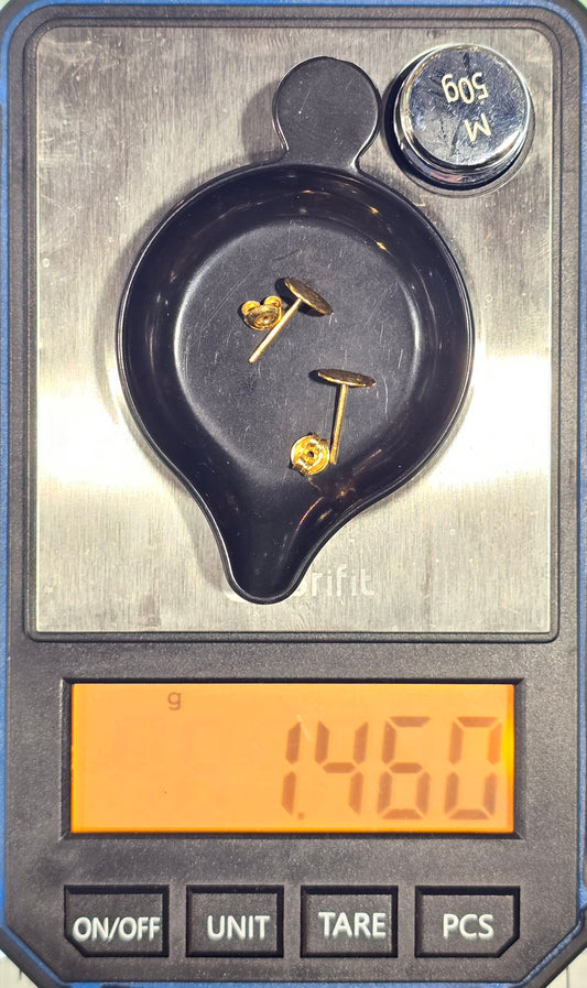 22KT Gold Vintage Flower Coin Ear Studs
