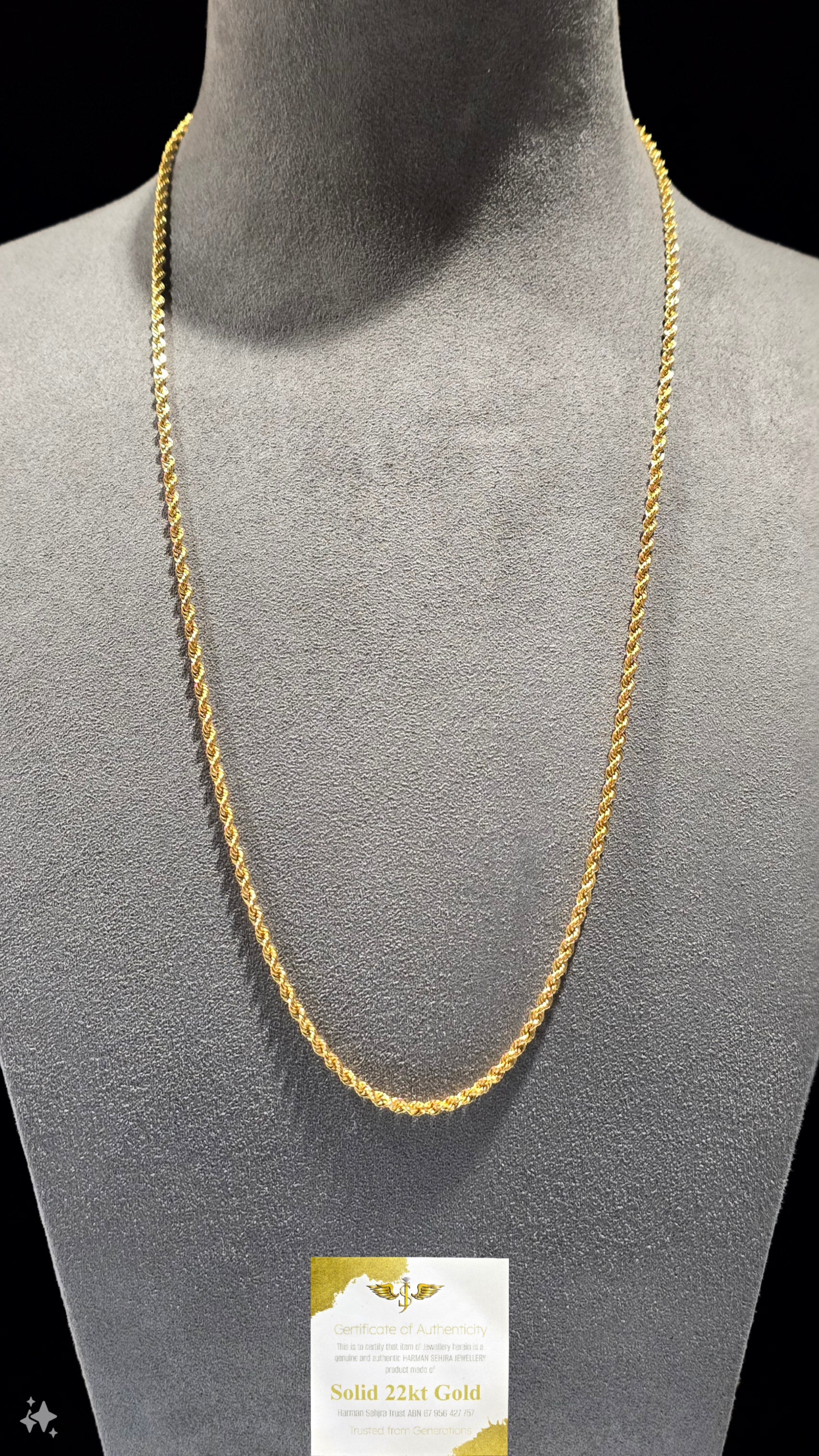 22KT Gold Rope Chain – Harman Sehjra Jewellery