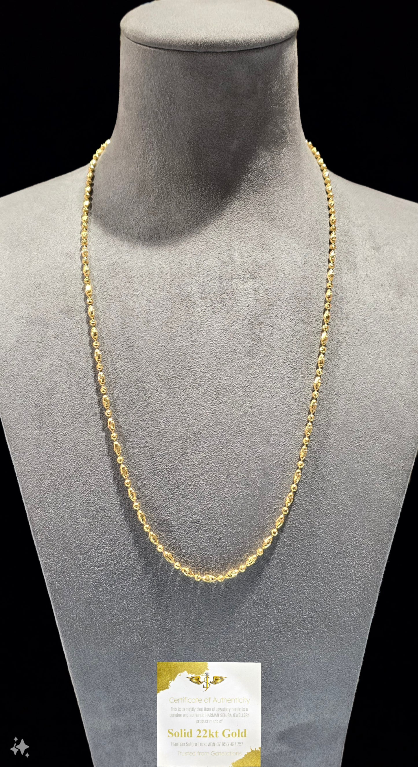 22KT Gold Ball & Oval Designed Chain