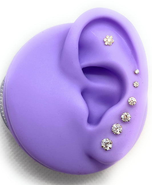 18kt Ear studs - Single stone (gold flat backs)